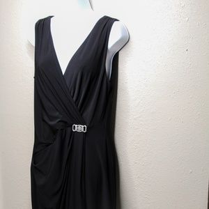 Black Ralph Lauren V-Neck Dress - Knee Length
